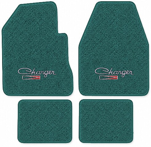 1966-1970 Dodge Charger 4spd Loop Floor Mats with Embroidered Logo Choices - 4-Piece - product image