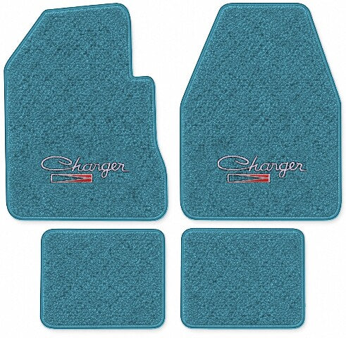 1966-1970 Dodge Charger 4spd Loop Floor Mats with Embroidered Logo Choices - 4-Piece - product details image 11
