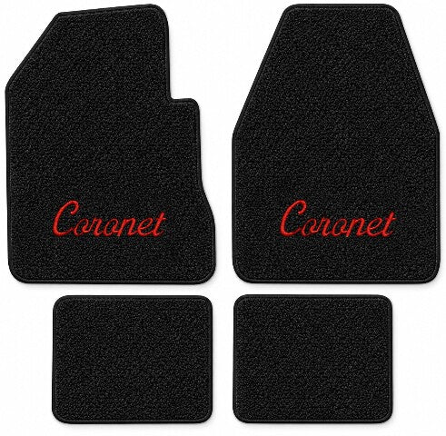 1966-1970 Dodge Coronet 4spd Loop Floor Mats with Embroidered Logo Choices - 4-Piece - product details image 3