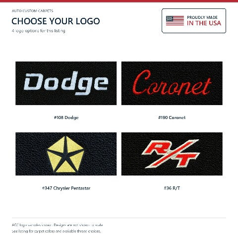 1966-1970 Dodge Coronet 4spd Loop Floor Mats with Embroidered Logo Choices - 4-Piece - product details image 8