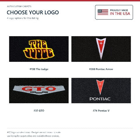 1968-1972 Pontiac GTO 4spd Loop Floor Mats with Embroidered Logo Choices - 4-Piece - product details image 17