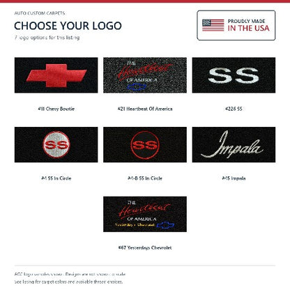 1959-1962 Chevy Impala Tuxedo Floor Mats with Embroidered Logo Choices - 4-Piece - product details image 25