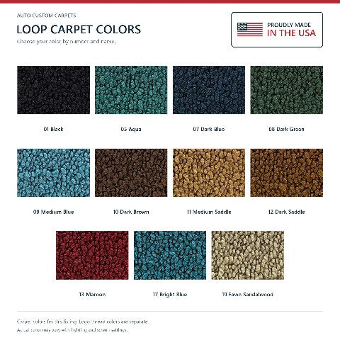 1969-1972 Ford Ranch Wagon Loop Floor Mats with Embroidered Logo Choices - 4-Piece - product details image 6