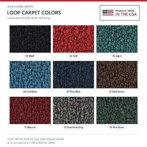 1957-1958 Ford Club Loop Floor Mats with Embroidered Logo Choices - 4-Piece - product details image 8