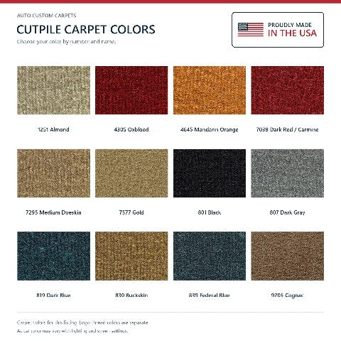 1984-1990 Jeep Wagoneer Cutpile Floor Mats with Embroidered Logo Choices - 4-Piece - product details image 7