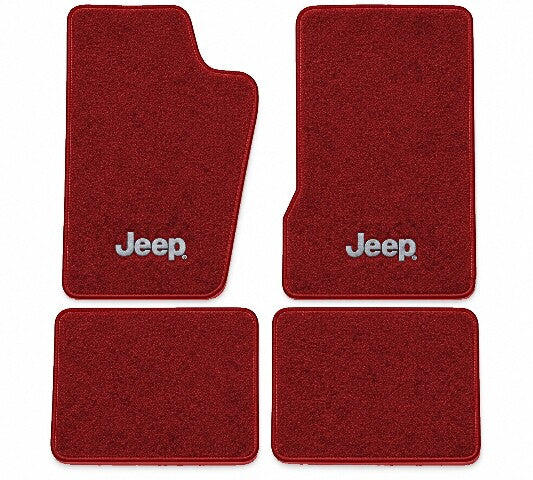 1985-1990 Jeep Cherokee Pioneer Cutpile Floor Mats with Embroidered Logo Choices - 4-Piece - product image