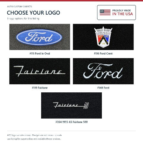 1957-1958 Ford Fairlane 500 2DR Hardtop Loop Floor Mats with Embroidered Logo Choices - 4-Piece - product details image 9