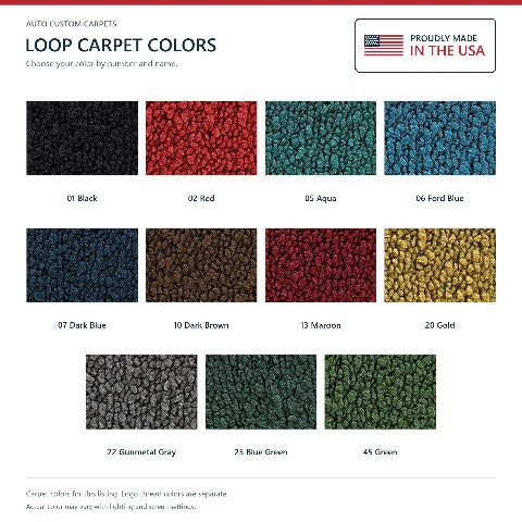 1957-1958 Ford Skyliner Loop Floor Mats with Embroidered Logo Choices - 4-Piece - product details image 9