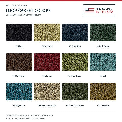 1970-1973 Lincoln Continental Loop Floor Mats with Embroidered Logo Choices - 4-Piece - product details image 6