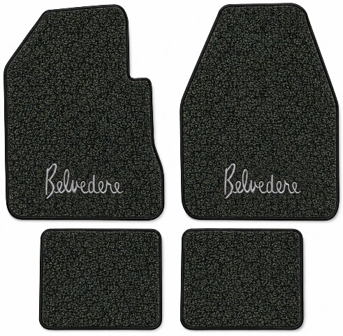 1962-1964 Plymouth Belvedere 4spd Tuxedo Floor Mats with Embroidered Logo Choices - 4-Piece - product details image 2
