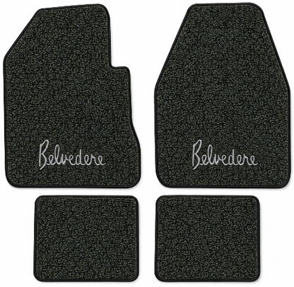 1962-1964 Plymouth Belvedere 4spd Tuxedo Floor Mats with Embroidered Logo Choices - 4-Piece - product details image 2
