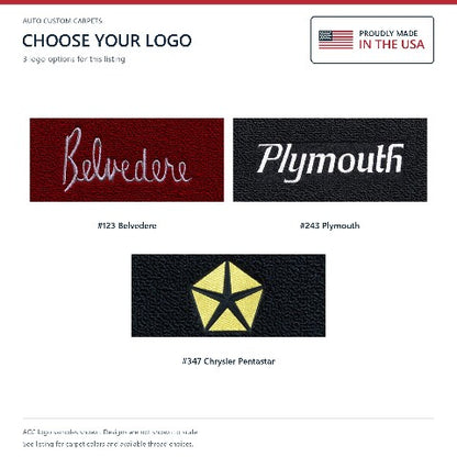 1962-1964 Plymouth Belvedere 4spd Tuxedo Floor Mats with Embroidered Logo Choices - 4-Piece - product details image 7