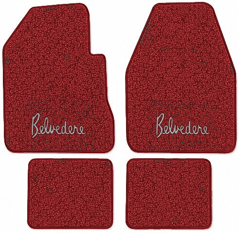 1962-1964 Plymouth Belvedere 4spd Tuxedo Floor Mats with Embroidered Logo Choices - 4-Piece - product image