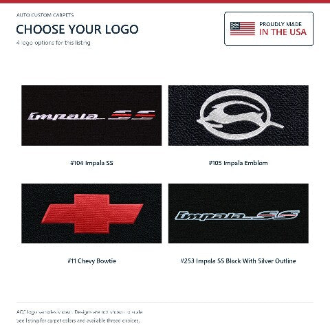 1994-1996 Chevy Impala Cutpile Floor Mats with Embroidered Logo Choices without Snaps - 4-Piece - product details image 9