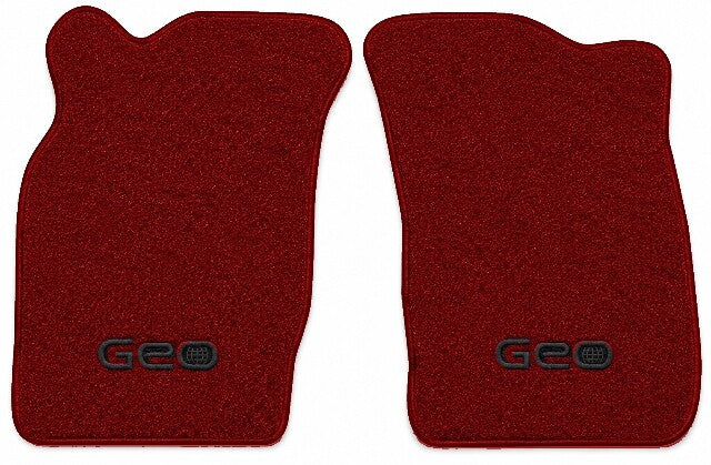 1989-1990 Geo Metro Cutpile Floor Mats with Embroidered Logo Choices Front - 2-Piece - product image