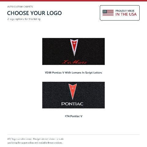 1964-1965 Pontiac LeMans Loop Floor Mats with Embroidered Logo Choices - 4-Piece - product details image 6