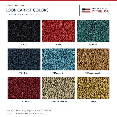 1964-1965 Pontiac LeMans Loop Floor Mats with Embroidered Logo Choices - 4-Piece - product details image 7