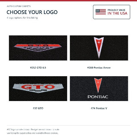 1966-1967 Pontiac GTO 4spd Loop Floor Mats with Embroidered Logo Choices - 4-Piece - product details image 17