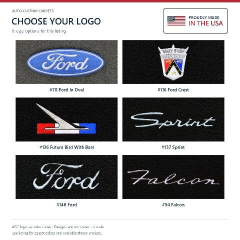 1960-1962 Ford Falcon 2DR/4DR Loop Floor Mats with Embroidered Logo Choices - 4-Piece - product details image 10