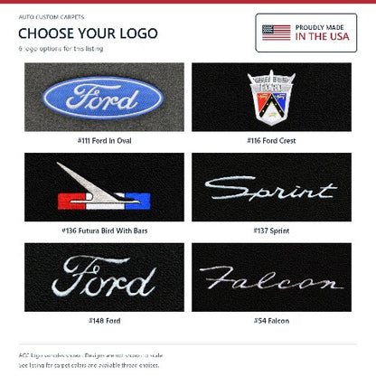 1960-1962 Ford Falcon 2DR/4DR Loop Floor Mats with Embroidered Logo Choices - 4-Piece - product details image 10