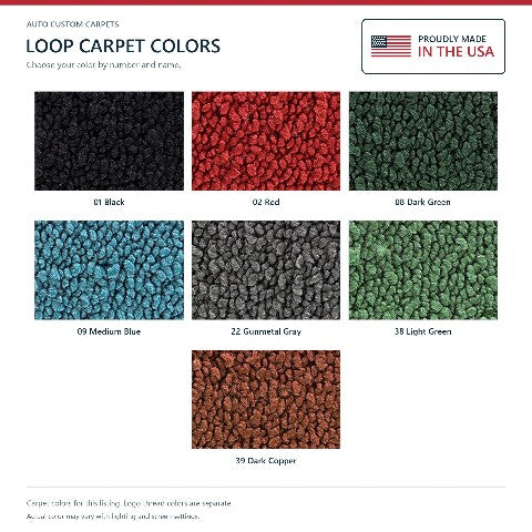 1958 Oldsmobile 98 Loop Floor Mats with Embroidered Logo Choices - 4-Piece - product details image 6