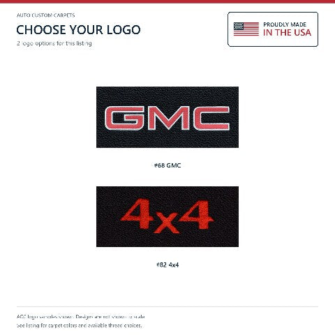 1992-1999 GMC C1500 Column Shift Cutpile Floor Mat Embroidered Logos Front - 1-Piece - product details image 6