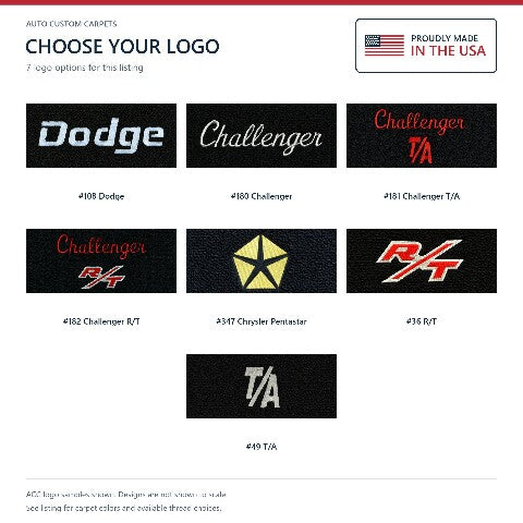 1970-1973 Dodge Challenger Loop Floor Mats with Embroidered Logo Choices - 4-Piece - product details image 23