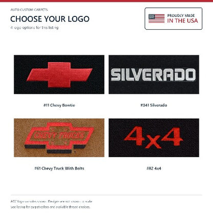 1975-86 Chevy C10 2WD Auto/3sp Low Tnl Floor Mat Embroidered Logos Front - 1-Piece - product details image 9