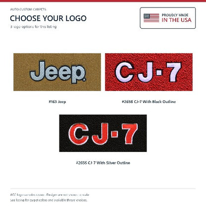 1976-1986 Jeep CJ7 Cutpile Floor Mats with Embroidered Logo Choices - 4-Piece - product details image 7