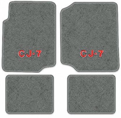 1976-1986 Jeep CJ7 Cutpile Floor Mats with Embroidered Logo Choices - 4-Piece - product image