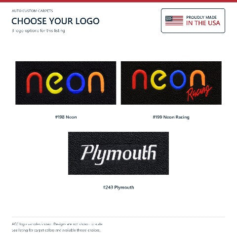 1995-1999 Plymouth Neon Cutpile Floor Mats with Embroidered Logo Choices - 4-Piece - product details image 7