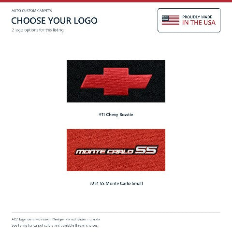 2000-2005 Chevy Monte Carlo Cutpile Floor Mats with Embroidered Logo Choices - 4-Piece - product details image 15