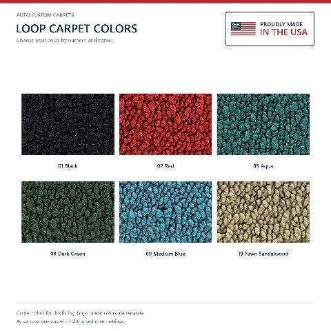 1954-1956 Oldsmobile 88 Loop Floor Mats with Embroidered Logo Choices - 4-Piece - product details image 6