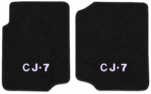 1976-1986 Jeep CJ7 Cutpile Floor Mats with Embroidered Logo Choices Front - 2-Piece - product details image 3