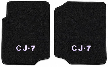1976-1986 Jeep CJ7 Cutpile Floor Mats with Embroidered Logo Choices Front - 2-Piece - product details image 3