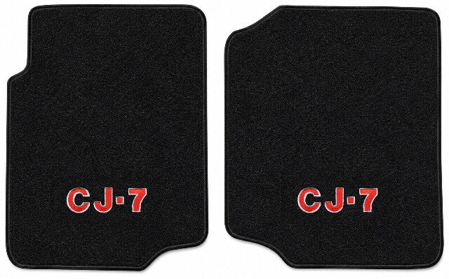 1976-1986 Jeep CJ7 Cutpile Floor Mats with Embroidered Logo Choices Front - 2-Piece - product details image 4