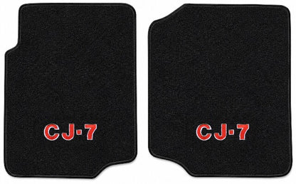 1976-1986 Jeep CJ7 Cutpile Floor Mats with Embroidered Logo Choices Front - 2-Piece - product details image 4