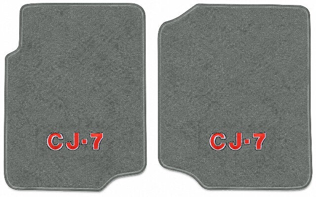 1976-1986 Jeep CJ7 Cutpile Floor Mats with Embroidered Logo Choices Front - 2-Piece - product image