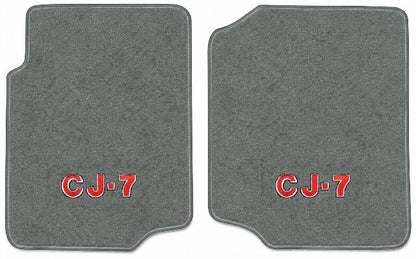 1976-1986 Jeep CJ7 Cutpile Floor Mats with Embroidered Logo Choices Front - 2-Piece - product image