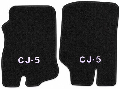 1976-1983 Jeep CJ5 Cutpile Floor Mats with Embroidered Logo Choices Front - 2-Piece - product details image 3