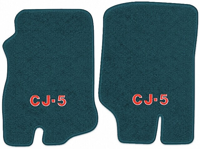 1976-1983 Jeep CJ5 Cutpile Floor Mats with Embroidered Logo Choices Front - 2-Piece - product image