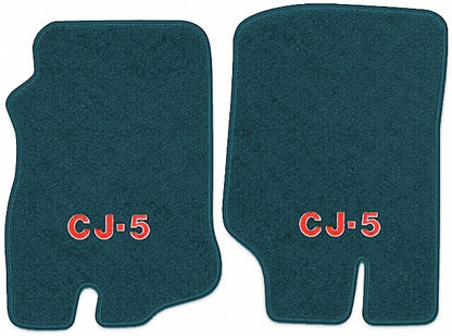 1976-1983 Jeep CJ5 Cutpile Floor Mats with Embroidered Logo Choices Front - 2-Piece - product image
