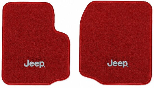 1987-1995 Jeep Wrangler Cutpile Floor Mats with Embroidered Logo Choices Front - 2-Piece - product image