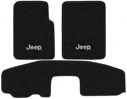 1997-06 Jeep Wrangler Floor Mats with Embroidered Logo Choices Frts & Rr Short Console - 3-Piece - product details image 2