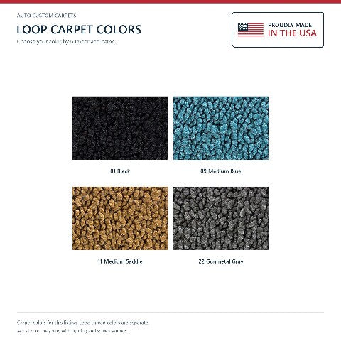 1961-1969 Lincoln Continental Loop Floor Mats with Embroidered Logo Choices - 4-Piece - product details image 6