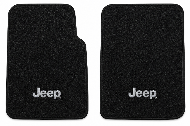 1997-2006 Jeep Wrangler Cutpile Floor Mats with Embroidered Logo Choices Front - 2-Piece - product details image 2