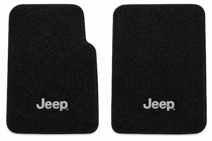 1997-2006 Jeep Wrangler Cutpile Floor Mats with Embroidered Logo Choices Front - 2-Piece - product details image 2