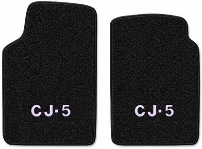 1959-1973 Jeep CJ5 Loop Floor Mats with Embroidered Logo Choices Front - 2-Piece - product details image 2