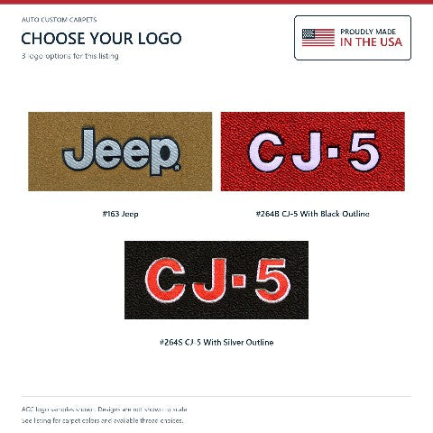 1959-1973 Jeep CJ5 Loop Floor Mats with Embroidered Logo Choices Front - 2-Piece - product details image 6