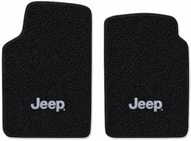 1959-1973 Jeep CJ5 Loop Floor Mats with Embroidered Logo Choices Front - 2-Piece - product image